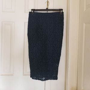 All lace deep green pencil skirt (Small)
